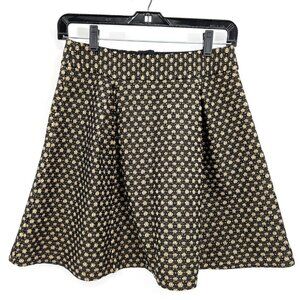 Anthropologie Nanette Lepore Gilda Mini‎ Skirt Skater Black Lace Size 2